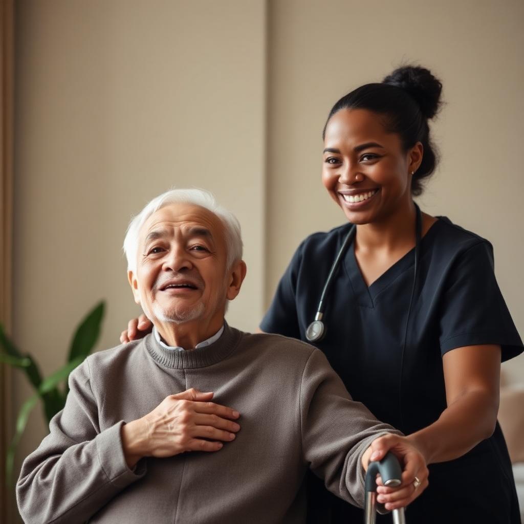Caregiver with senior resident